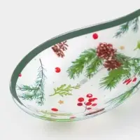 Подставка под ложку «Еловые ветки» 26.5×9.5×2.5 см, стекло, белая, зелёная