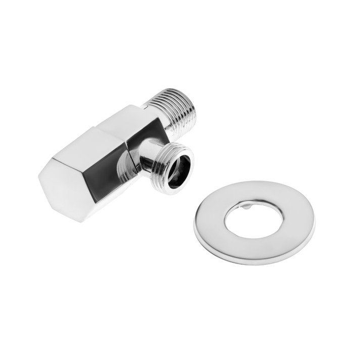 Кран угловой ZEIN engr, 1/2" х 1/2", кран-букса латунь/керамика, нерж. сталь, хром