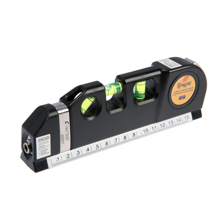 Уровень универсальный 4 в 1 ТУНДРА, лазерный, пузырьковый, рулетка 2.5 м, линейка 150 мм Уровень универсальный 4 в 1 ТУНДРА, лазерный, пузырьковый, рулетка 2.5 м, линейка 150 мм