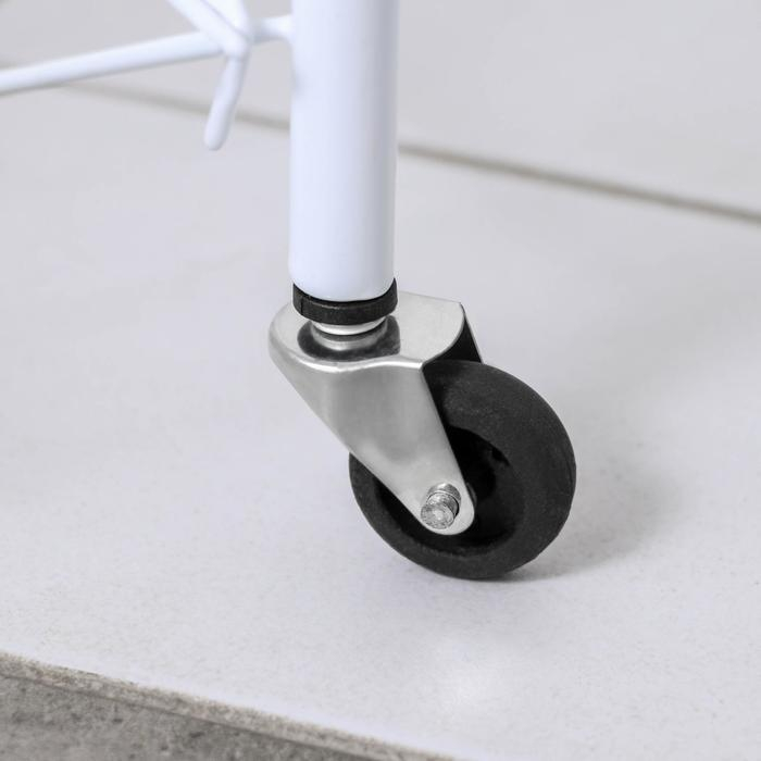 Этажерка напольная 4-х секционная Доляна, на колёсах, 31×34×77 см, цвет белый Этажерка напольная 4-х секционная Доляна, на колёсах, 31×34×77 см, цвет белый