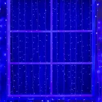 Гирлянда &laquo;Занавес&raquo; 2&times;6 м, IP44, УМС, белая нить, 1440 LED, свечение синее, 220 В