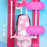 Снегокат &laquo;Круглые котики&raquo;, со спинкой, розовый, ТС4-1СЛ/КК Snow Cat