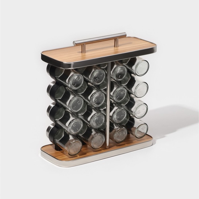 Набор стеклянных баночек для специй на подставке Magistro «Модерн», 16 шт Набор стеклянных баночек для специй на подставке Magistro «Модерн», 16 шт