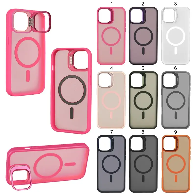 Чехол для iPhone 14 MagSafe матовый цветной с подставкой