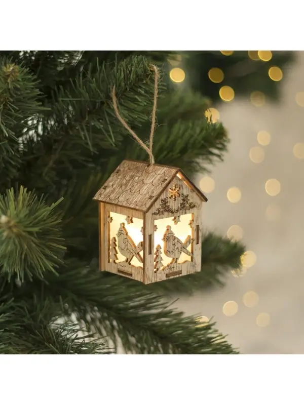 Ёлочная игрушка &laquo;Домик с птицей&raquo;, 8&times;5&times;6 см, 1 LED, от батареек, свечение тёплое белое