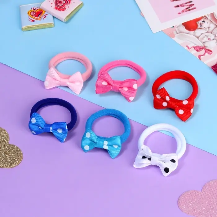 Резинки для волос «Бантик», набор 6 шт., горошек Резинки для волос «Бантик», набор 6 шт., горошек