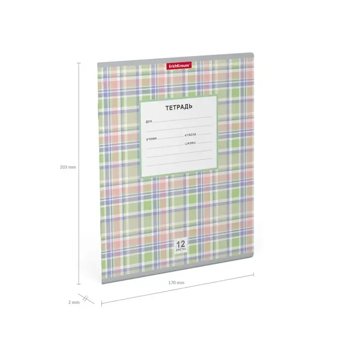 Тетрадь 12л кл ErichKrause Optima Нов.шотландка, мел кар., офсет, микс
