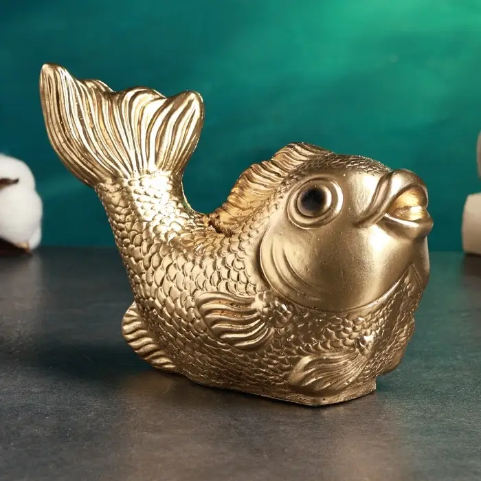 Копилка для денег &laquo;Рыбка&raquo;, гипс, золотая, 20&times;12&times;15 см