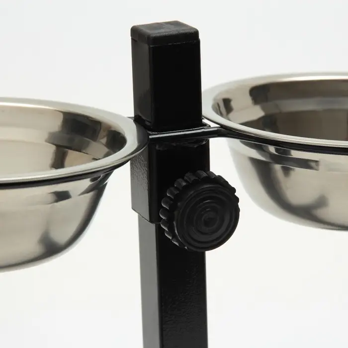 Подставка с мисками, 2&times;250 мл, высота 25 см, разборная, чёрная