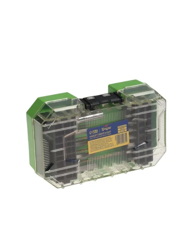 Набор сверл и бит ТУНДРА, HSS-Tin, шестигранный хвостовик, 1.5 - 4 мм, 26 предметов