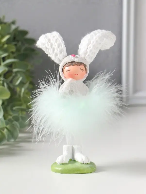 Сувенир полистоун "Малышка-зайка пушок стесняшка" 4,5х4х18 см