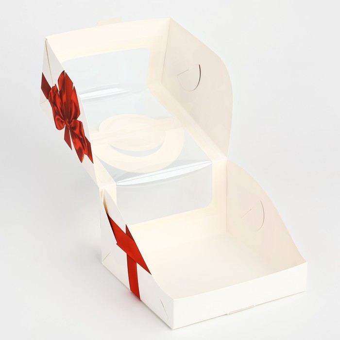 Коробка под бенто-торт с окном «С наилучшими пожеланиями», 14 х 14 х 8 см Коробка под бенто-торт с окном «С наилучшими пожеланиями», 14 х 14 х 8 см