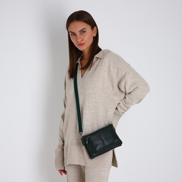 Сумка кросс-боди на молнии, цвет зелёный