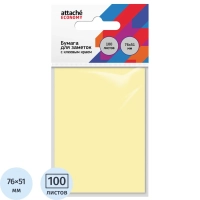 Бумага для заметок с клеевым краем Economy 76x51 мм, 100 л, пастел. Желтый