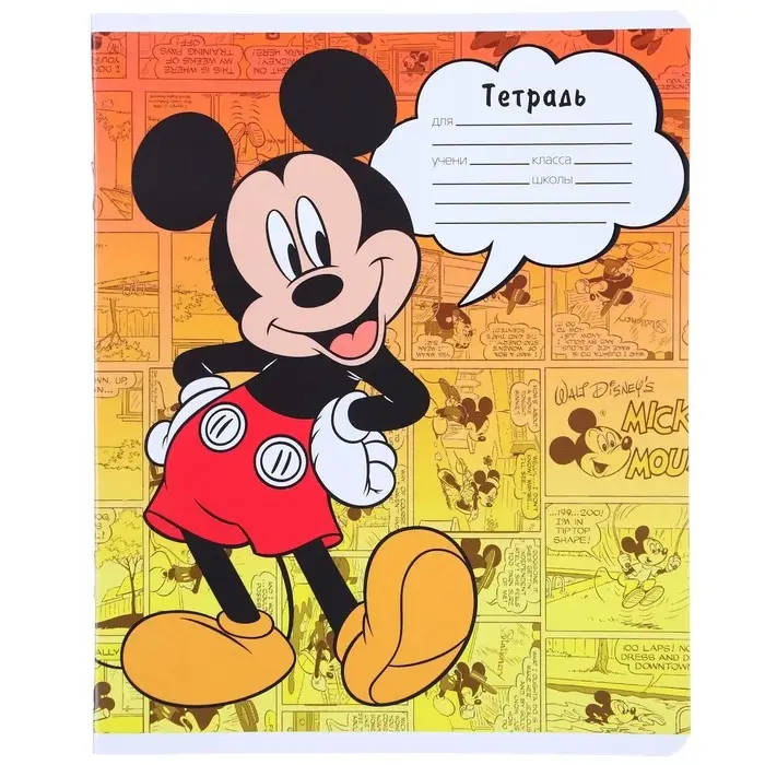 Тетрадь в линейку 24 листа, 5 видов МИКС, обложка мелованная бумага, &laquo;Минни Маус&raquo;
