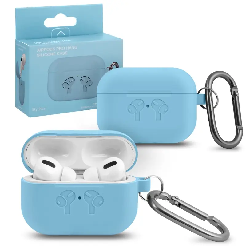 Чехол для AirPods Pro Hang Silicone Сase с карабином HF Sky Blue