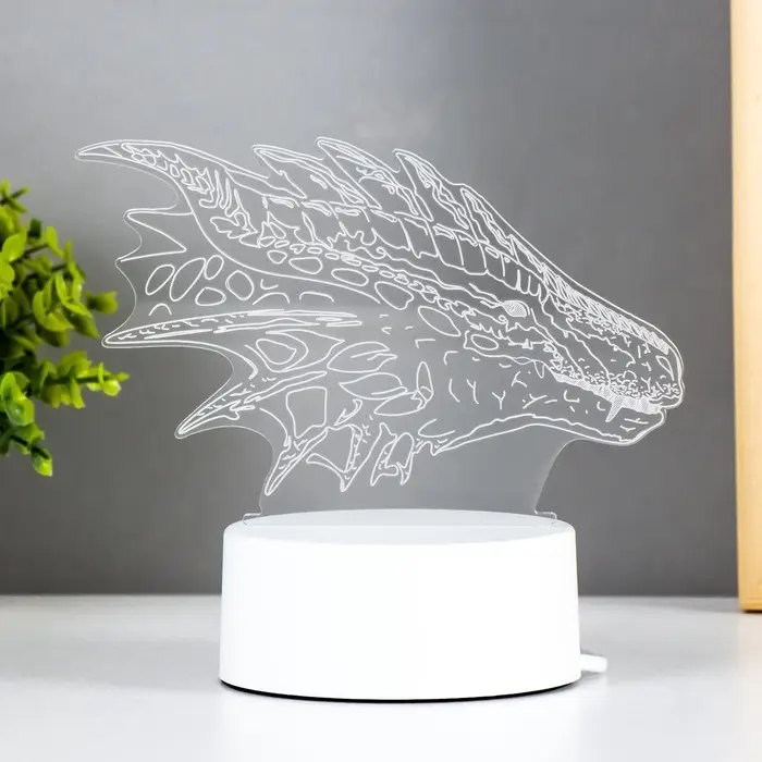 Светильник 3D RISALUX &laquo;Дракон&raquo;, LED-ночник, белый 15&times;9.5&times;11 см