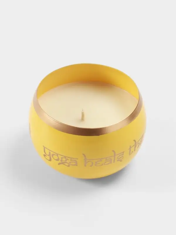 Свеча в чаше Yoga heal the soul, 200 г, 8.5&times;7 см, соевый воск, жёлтая
