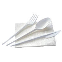 Набор одноразовой посуды, №4 (вилка, ложка ст., нож, салфетка) 200шт/уп