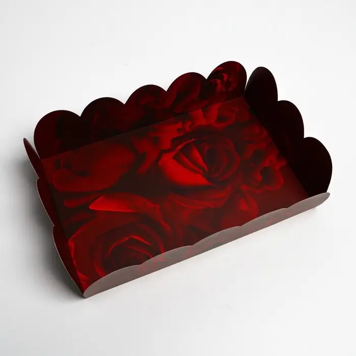 Коробка для печенья, кондитерская упаковка с PVC крышкой, &laquo;Розы&raquo;, 20 х 30 х 8 см