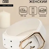 Ремень женский, 3.5&times;110 см, 2 прокола, без винта, золотистая пряжка, белый