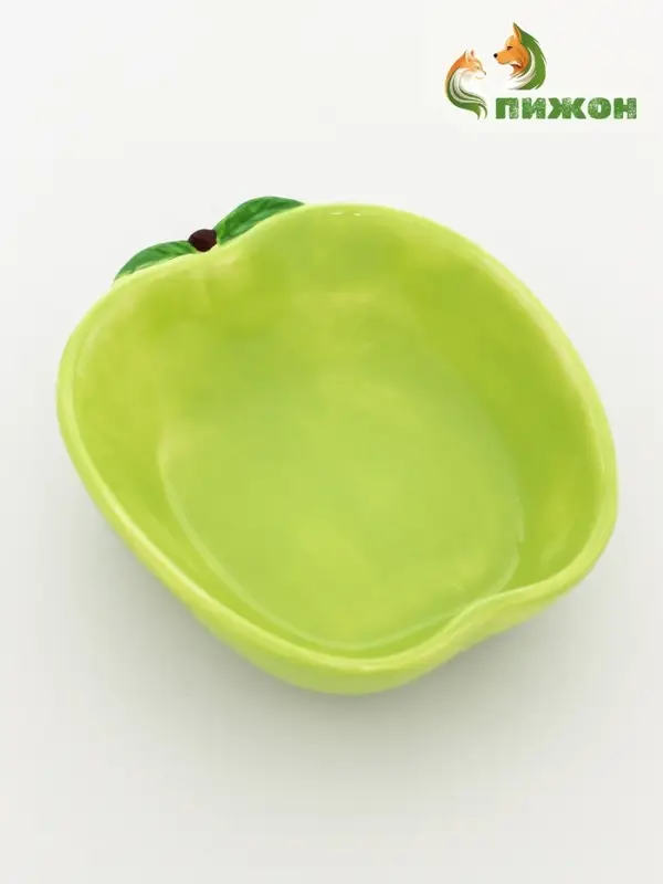 Миска &laquo;Зелёное яблоко&raquo;, 30 мл, 8.5&times;13&times;4 см, керамика, зелёная