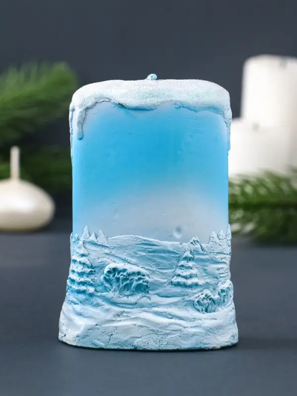 Свеча фигурная "Ледяная" 7х3,5х10,5 см, цв. голубой