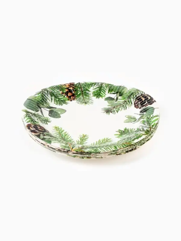 Набор бумажной посуды «С Новым годом», еловые ветки, 12 персон Набор бумажной посуды «С Новым годом», еловые ветки, 12 персон