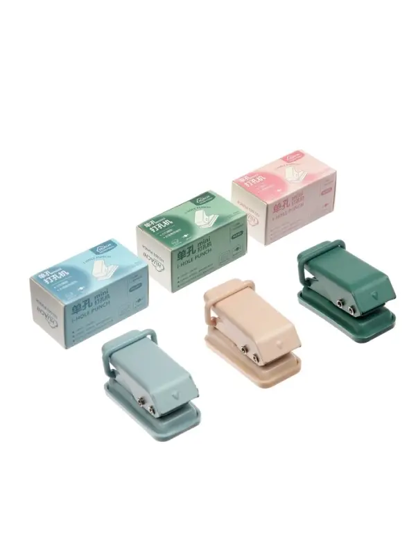 Дырокол на 1 отверстие, до 10 листов, металлический, МИКС