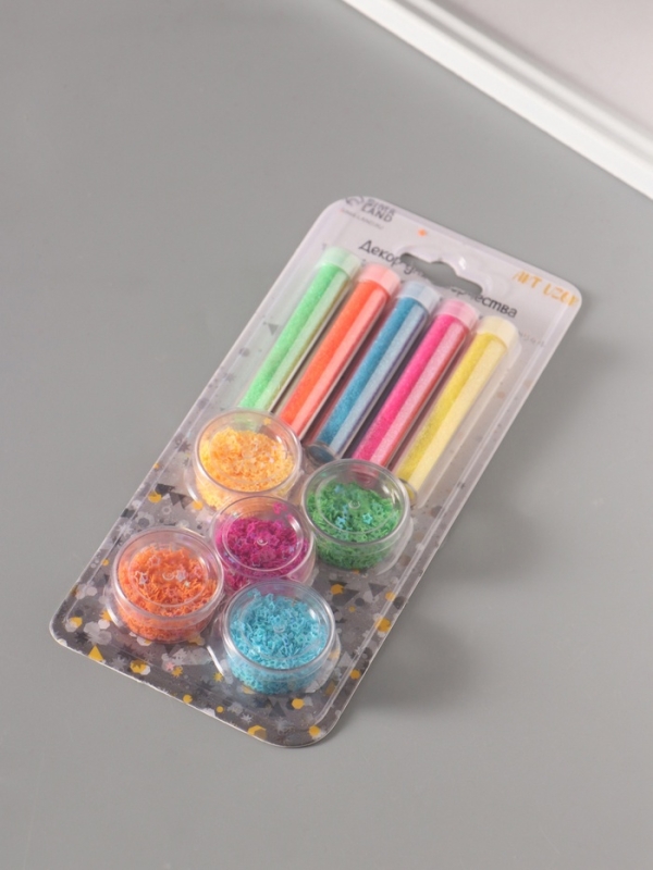 Глиттер Глиттер "Пудра и звёзды с отверстием" неон набор 5х6 гр и 5х5 гр 21,4х9,3 см