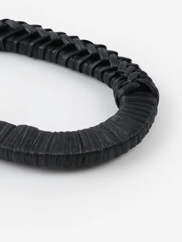 Ручки для сумок деревянные, плетёные, d=9.8&times;5.9 / 13.5&times;9.5 см, 2 шт., чёрные