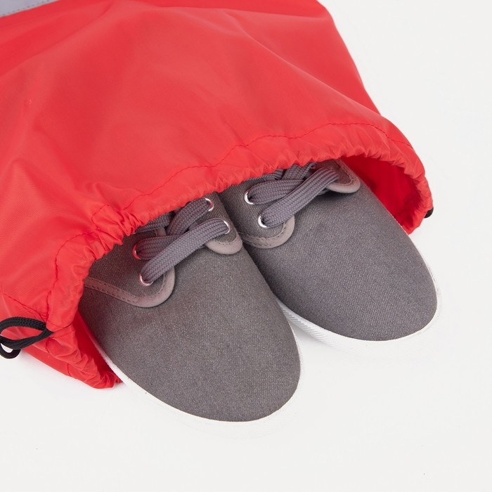 Мешок для обуви на шнурке, &laquo;ЗФТС&raquo;, светоотражающая полоса, цвет красный