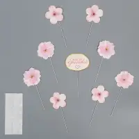 Топперы для торта &laquo;Цветочки&raquo;, картон на подложке, с проволокой