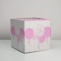 Коробка для торта с окном, кондитерская упаковка «Best wishes», 30 х 30 х 30 см