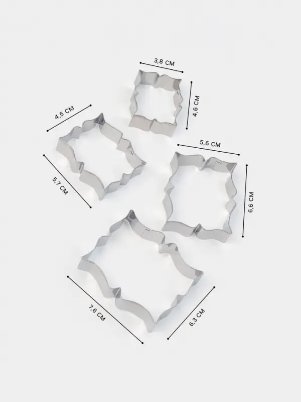 Формы для печенья &laquo;Рамка для пожелания&raquo;, набор 4 шт., нержавеющая сталь, серебристые
