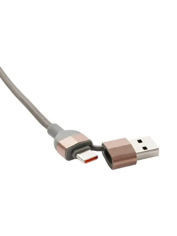 Кабель 2 Type-C - USB, Lighting, 3 А, 1 м, серый