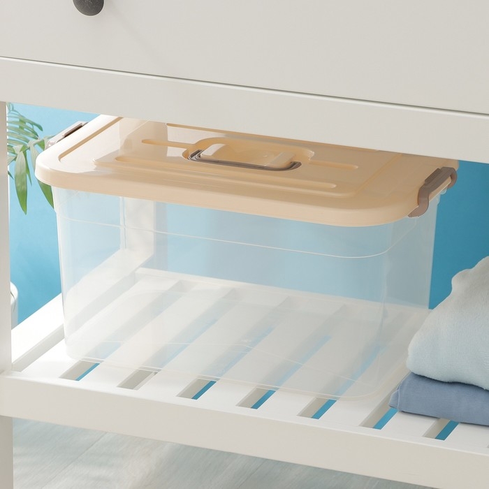 Контейнер для хранения с крышкой Доляна, 15 л, 41,5×27×22 см, цвет бежевый Контейнер для хранения с крышкой Доляна, 15 л, 41,5×27×22 см, цвет бежевый