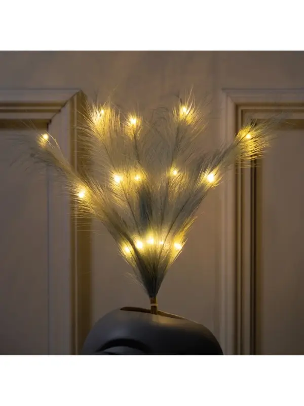 Ветка светодиодная серая, 56 см, 15 LED, от батареек ААх2, свечение тёплое белое