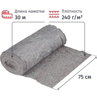 Полотно техническое холстопр. ХПП серое, рул 0,75х30м, пл. 240 г/м2