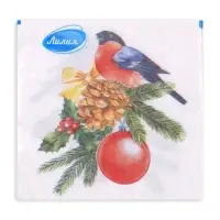 Салфетки новогодние бумажные Лилия &laquo;Снегирь&raquo;, 2 слоя, 33&times;33 см, 20 шт.