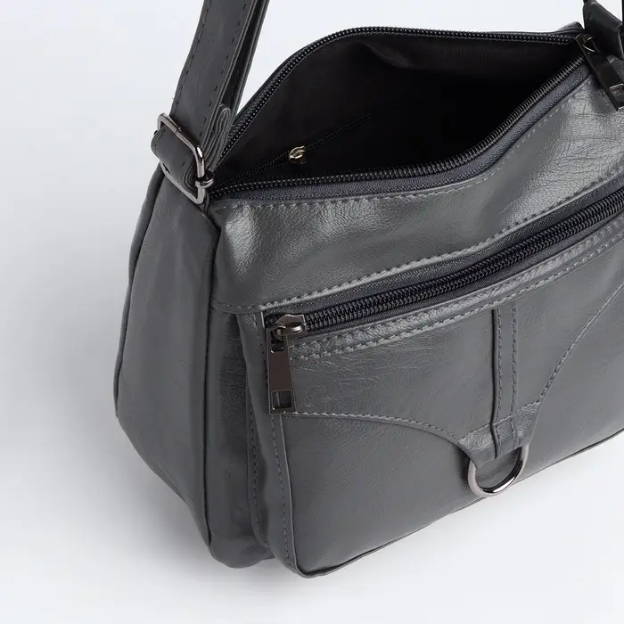 Сумка женская кросс-боди на молнии, 28&times;8.5&times;15 см, серая