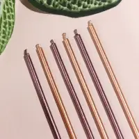 Свечи в торт, 6 штук Happy, 17 см, золотой с металликом