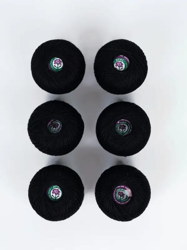 Нитки вязальные "Ирис" 150м/25г 100% мерсеризованный хлопок Набор 6шт (7214)