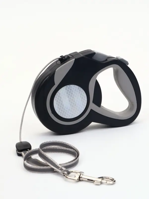 Рулетка &laquo;Пижон&raquo;, 8 м, до 40 кг, трос, светоотражающая, прорезиненная ручка, серая