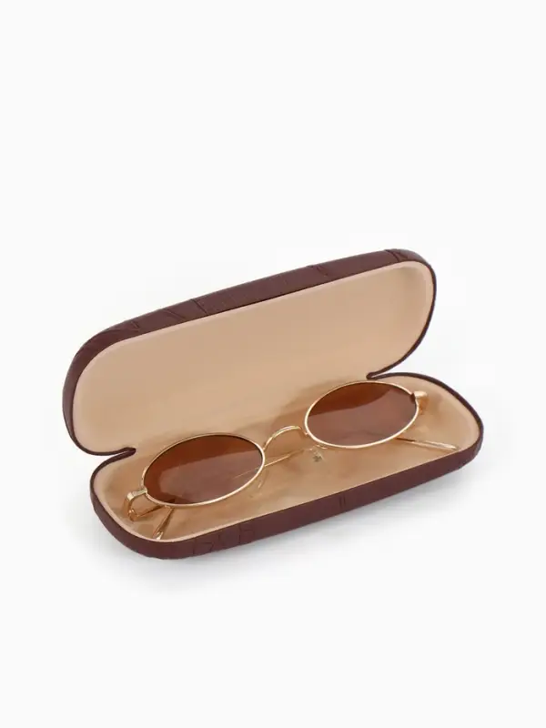 Футляр для очков Июнь2503, 16*5,8*3 см, хлопушка, коричневый Футляр для очков Июнь2503, 16*5,8*3 см, хлопушка, коричневый