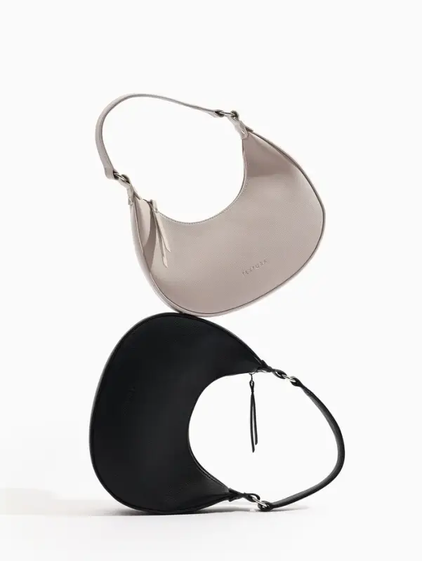 Сумка женская багет TEXTURA на молнии, 28&times;6.5&times;15 см, чёрная