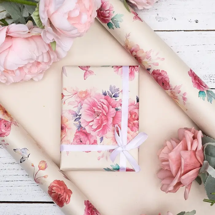 Бумага упаковочная, крафт белый «Цветочный образ», 40×60 см