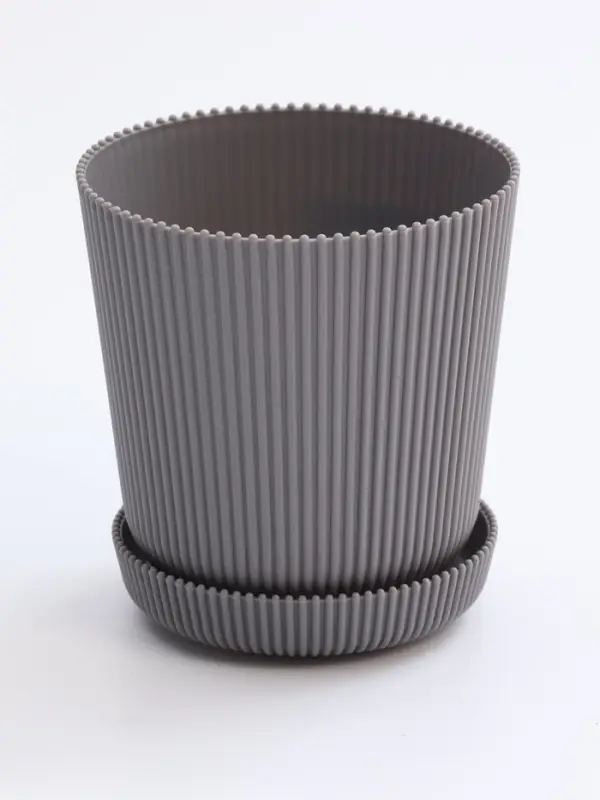 Горшок цветочный с поддоном, 750 мл, 12&times;11.5 см, пластиковый, серый (оттенок МИКС)