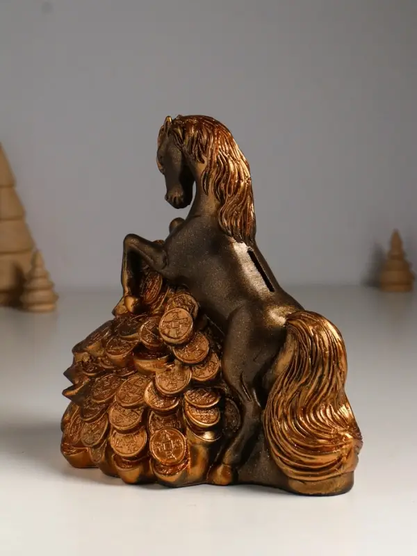 Копилка "Конь на деньгах" 20х20х13 см, бронза