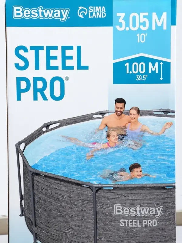 Бассейн каркасный Steel Pro, 305&times;100 см, круглый, цвет графит, 561MQ Bestway